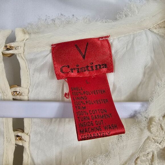 Vintage V Christina Lace Crochet Mini Dress in Ivory - Size L - Picture 2 of 12